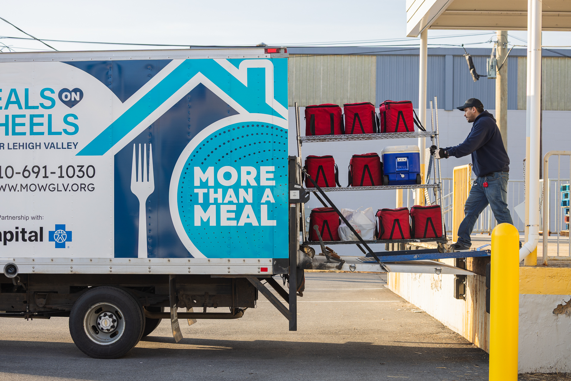 Meals on Wheels truck being loaded 